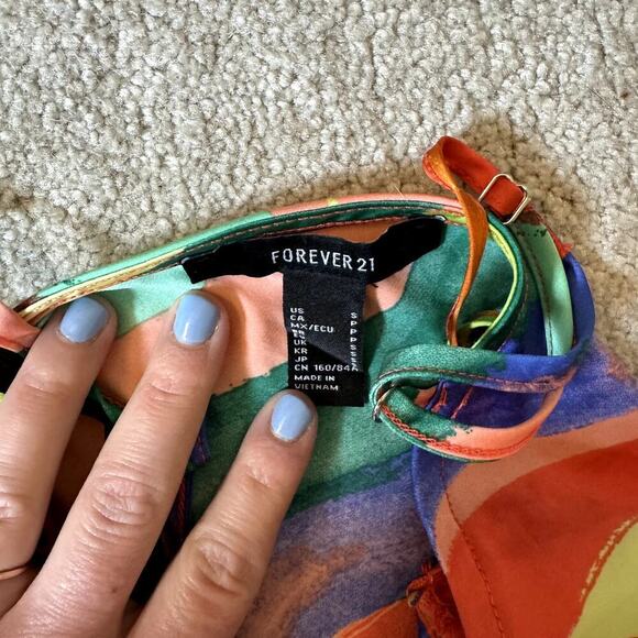 Rainbow Striped Mini Dress Silky Slipdress Women's Size Small - Picture 4 of 4